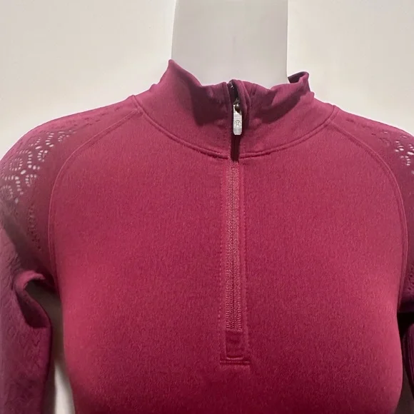 🍋 Lululemon Reveal Mindful Motion Mesh 1/2 Zip Yoga Long sleeve Top Deep Ruby - Picture 9 of 14